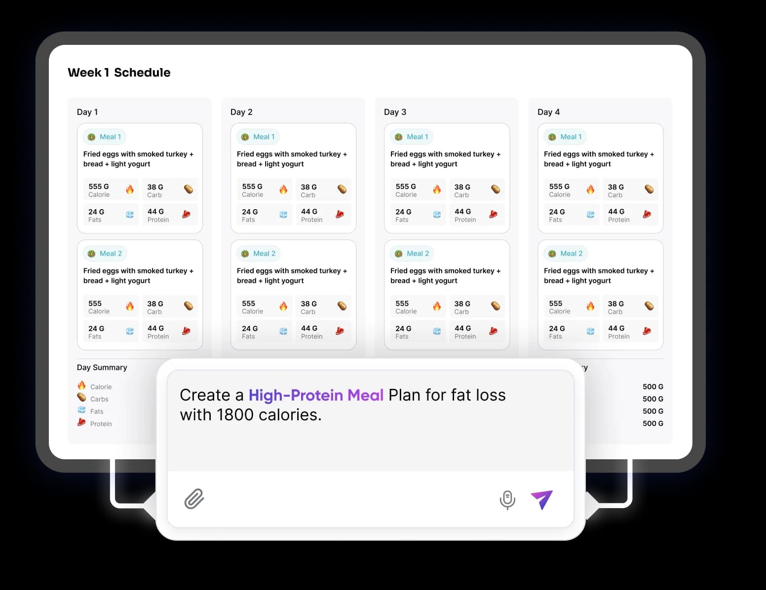 Generate full meal plans with SuperCoach AI